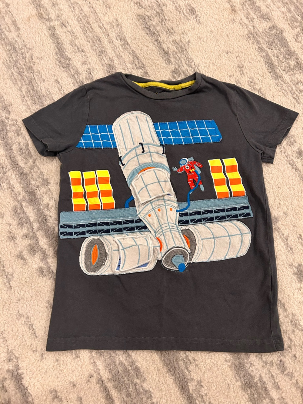 Boys Black Space Station Graphic Tee with Blue & Yellow Accents